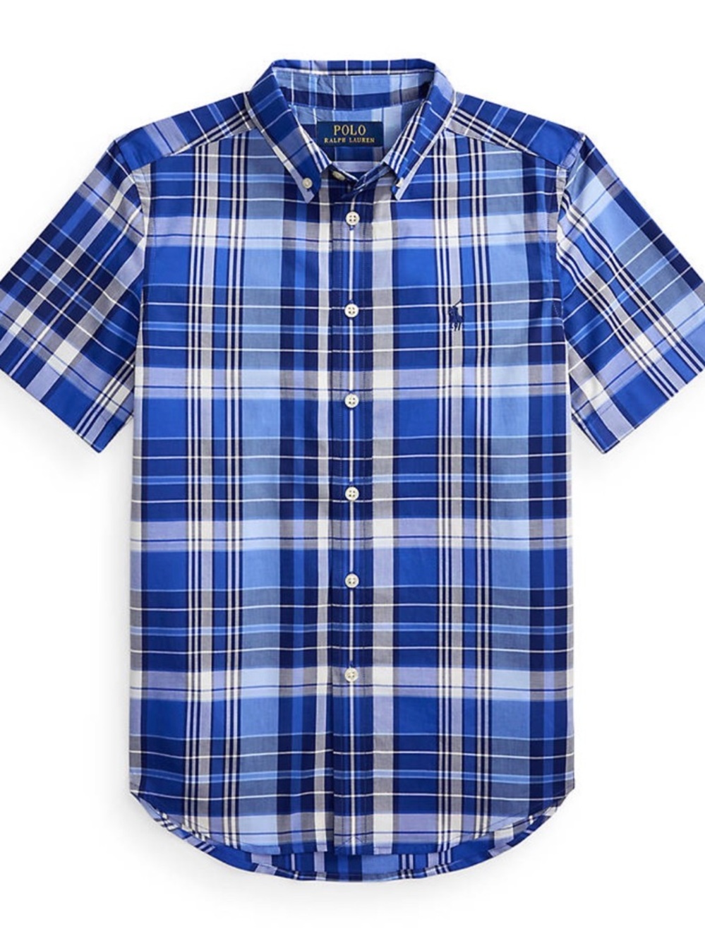 Ralph Lauren Blue Linen Short-Sleeve Button-Down Shirt - Boy size L(14-16)